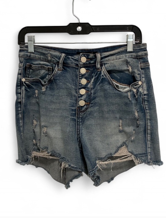 Judy Blue Pants - Judy Blue Distressed Blue Button-Fly Denim Shorts